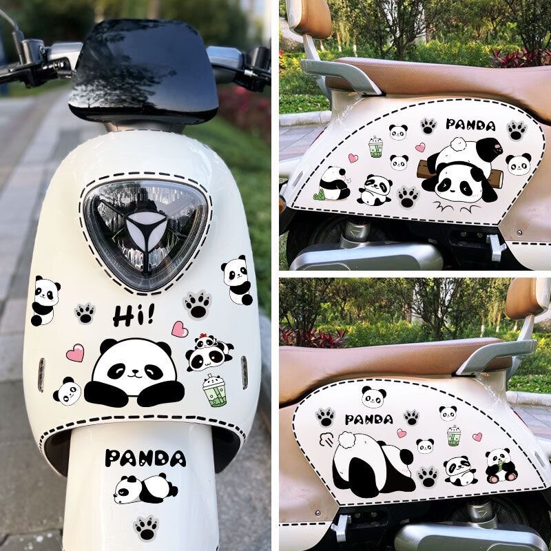 Car sticker to cover scratches, covering front and rear bumpers, creative cartoon panda scratch cover, waterproof and sun-resistant, large area