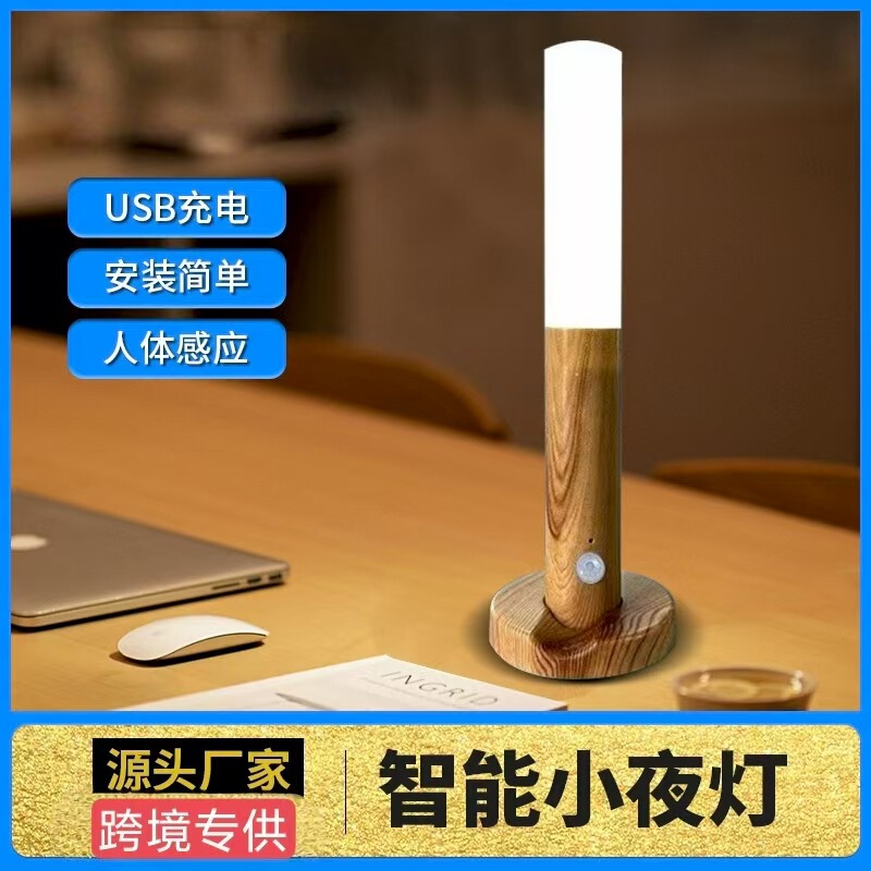 跨境人体感应小夜灯USB充电氛围灯橱柜衣柜带底座壁灯LED感应灯磁|undefined