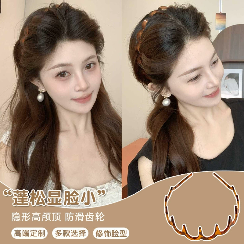 Cross -border explosion -headed savior dual -use simple hair hoop cards to get crushed hair to create high skull top artifacts