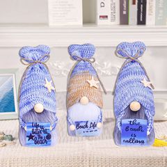 Ocean Festival Cute Faceless Doll Knitted Sign Holder Plush Star Rudolph Gnome Toy Decorative Ornament
