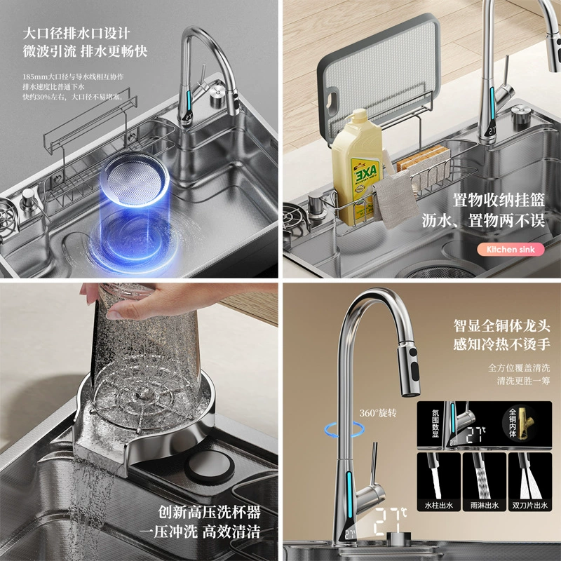 Плита толщиной 4,0 мм из серебристого японского Sink Xiaomi с тиснением, нержавеющая сталь 304, одно отсечное раковина, блюдо-раковина RS1