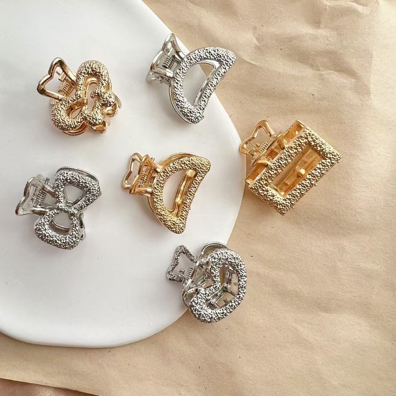 South Korea Korean Alloy Electroplated Hairpin Hairpin Simple Internet Popular Women's Hair Grasp Fashion High-end Texture Bangs Clip Grab Clip