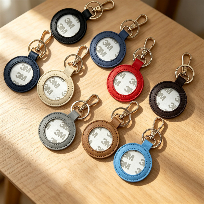 Wholesale in-stock leather round keychain pendants, handmade embroidery display storage set, 3M adhesive hanging decorations Wholesale in-stock leather round keychain pendants, handmade embroidery display storage set, 3M adhesive hanging decorations