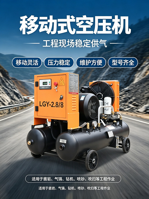 Kaisan Screw Air Compressor Dual-Tank Screw Compressor Lgy5/8 for Construction Site Spray Painting, Air Supply for Air Pick, Air Drill, and Rock Drilling Machine