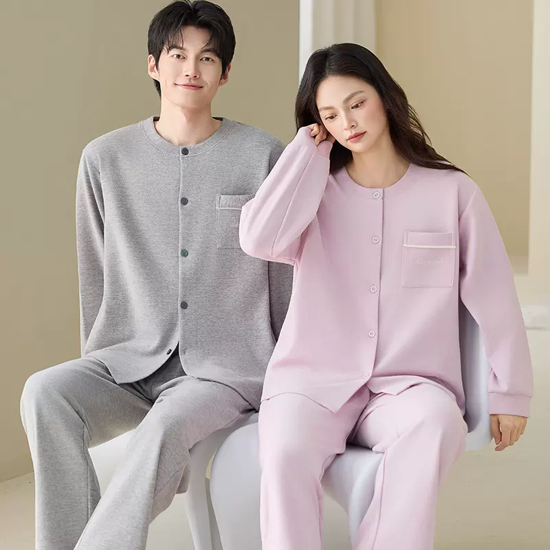 2025新款德绒羊毛蚕丝情侣睡衣冬季长袖保暖简约休闲高级感可外穿