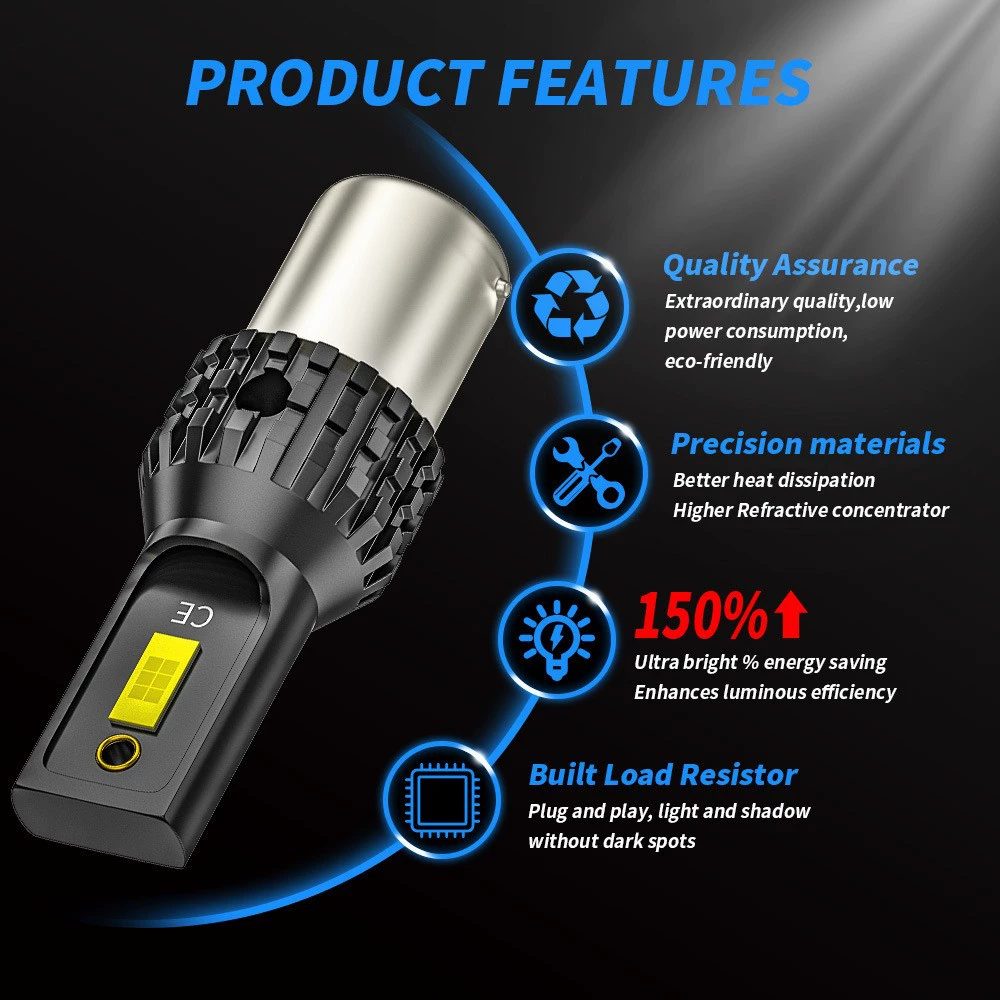 Автомобильная LED-лампа, светодиодный указатель поворота 3570 2LED 1156 1157 T20 для стопа и заднего хода