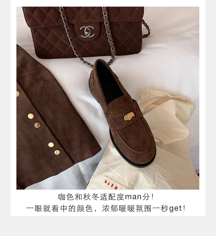 Giày lười nữ mũi tròn da lộn , đế 3 cm — Da lộn màu nâu nâu (3cm ) còn hàng, Da ngựa đen (3cm ) còn hàng chi tiết 6