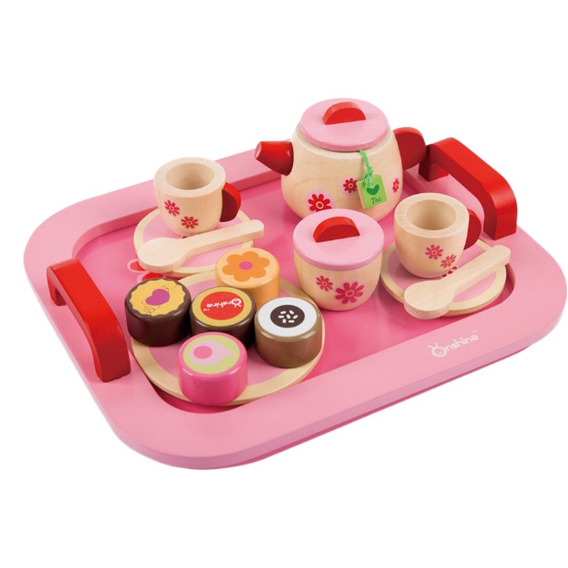 Tarde de simulación de madera Casa de juego de té cocina máquina de café máquina de pastel de juguete para niños pequeño juego de té de pastelería traje