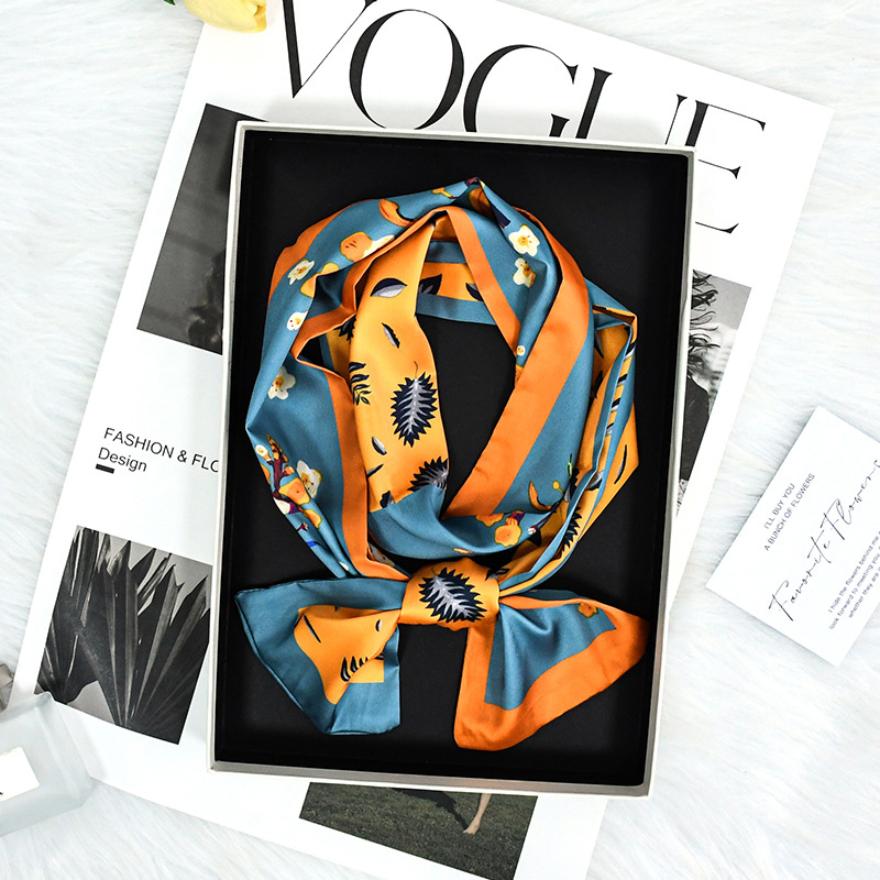 Primavera y verano nuevo satén largo bufandas de seda de alta calidad bufandas de seda simulada con camisa temperamento moda bufandas versátiles