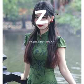 【丹青客】新中式提花改良旗袍女春气质复古短袖连衣裙图片色薄纱