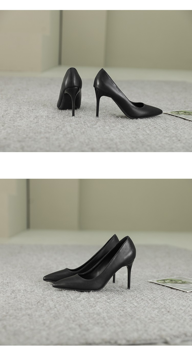 High Heels Black Stiletto Professional Comfortable Pointed Toe Elegant Commuting Flight Attendant Interview Work Women_vogvips.com