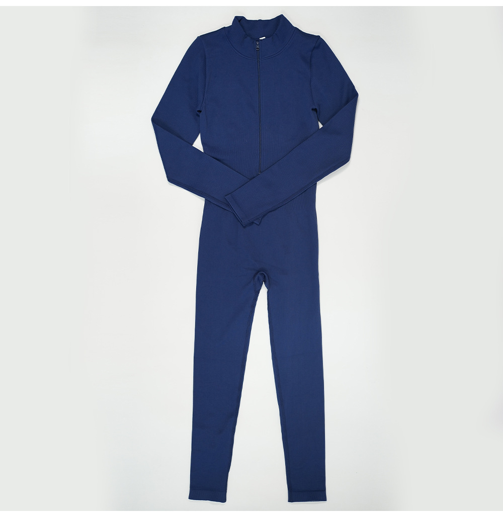 Basic Modern Style Solid Color Nylon V Neck Tracksuit Jumpsuits display picture 12