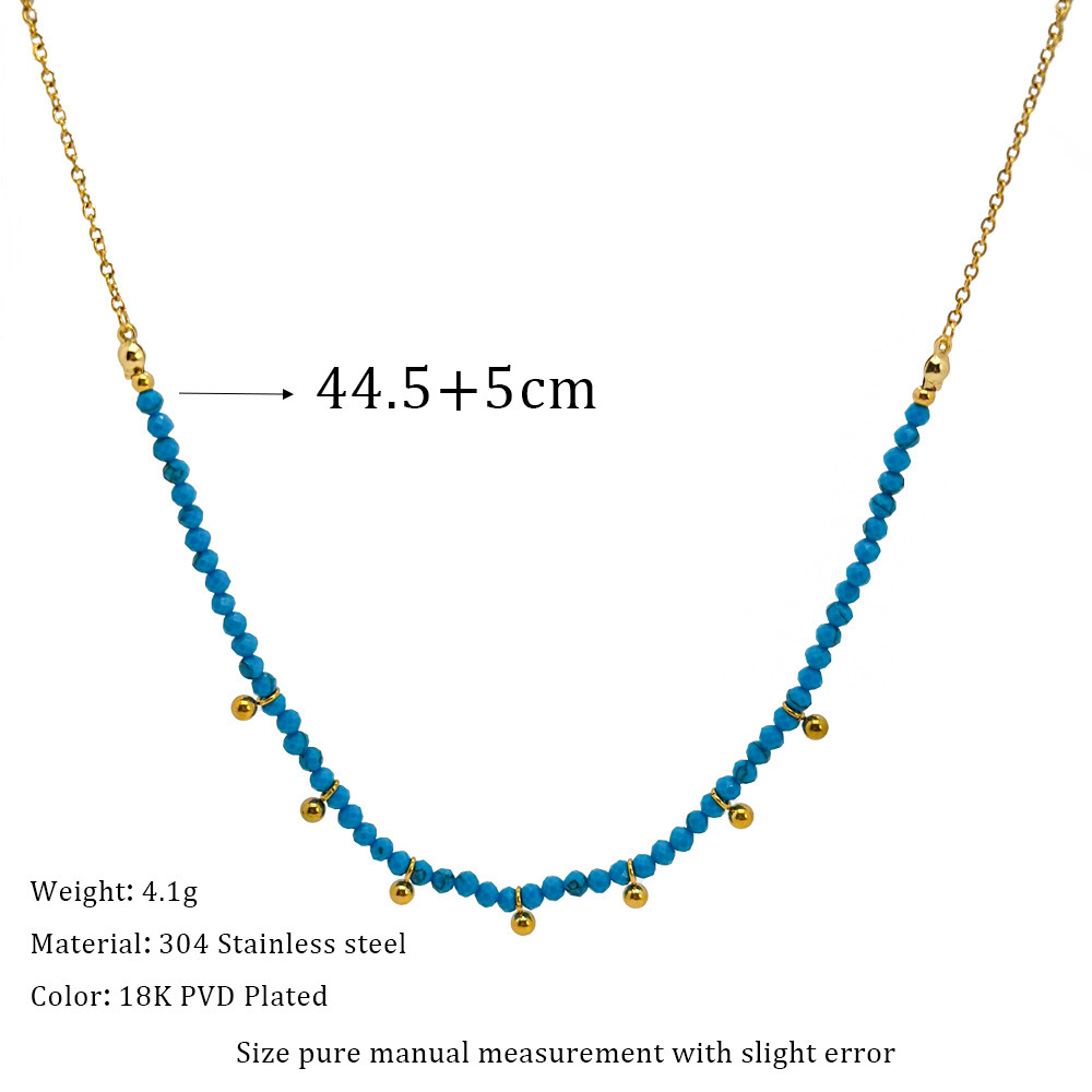 Casual, Date, Tea Party Occasion Retro Geometric Palm 304 Stainless Steel Turquoise Necklace In Bulk