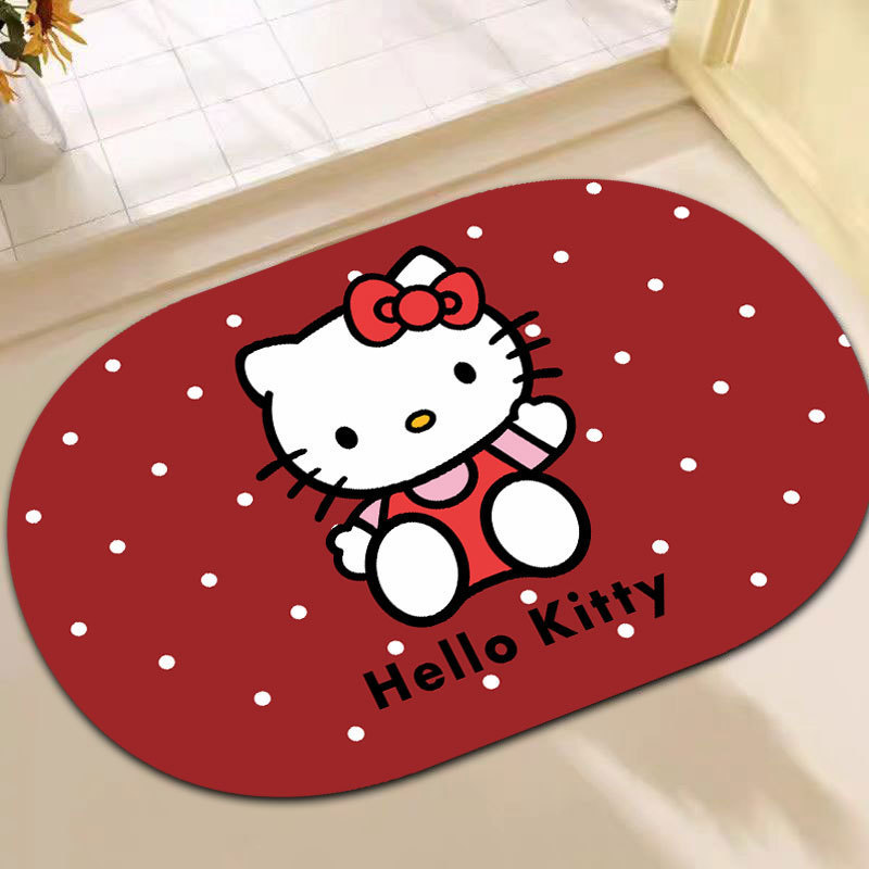 HelloKitty卡通硅藻泥地垫浴室吸水防滑脚垫卫生间耐脏易打理地垫|undefined