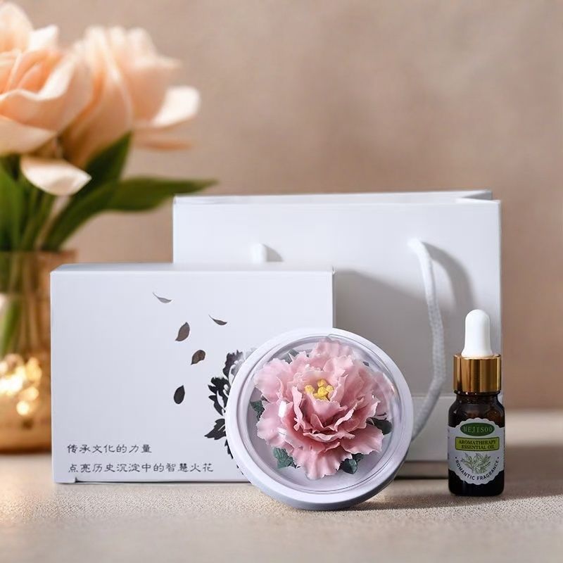 工厂直销手捏陶瓷国色牡丹扩香石书房车载香氛衣柜车内装饰礼品