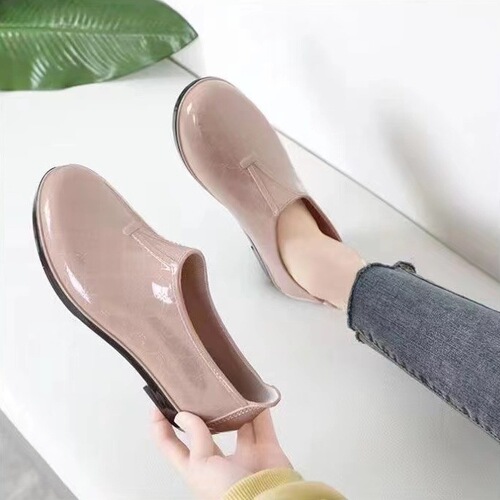 Rebound Low-Top Rain Boots for Women, Model 3133, Mid-Calf Water Shoes for Spring and Autumn, Yuanbao Style, Kitchen Safety Water Boots, Rubber Shoes