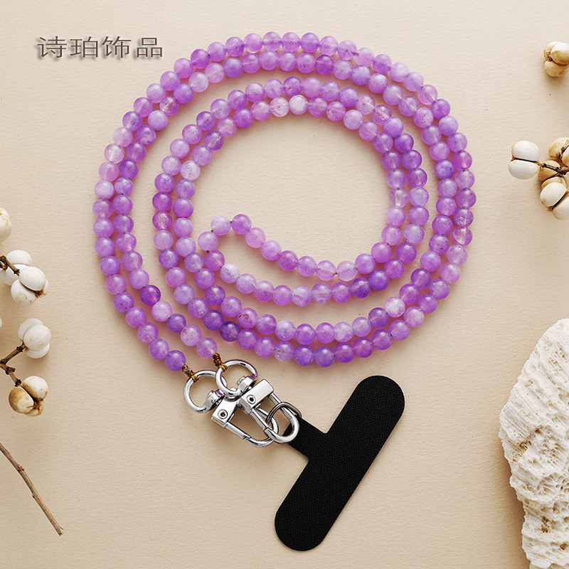 Cross-Border New Creative Natural Stone Mobile Phone Chain Long Crossbody Back Chain Multi-Functional DIY Mobile Phone Lanyard Anti-Lost Rope