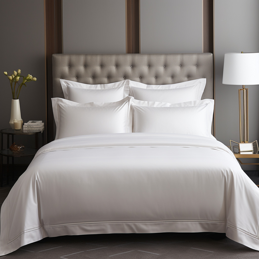 Five-star hotel quality four-piece set homestay minimalist satin pure cotton pure white bedding duvet cover hotel bed sheet