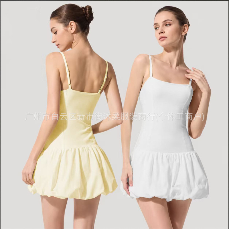 A-Line Dress with Suspenders for Golf, Tennis, Yoga, Three-Way Wear, Anti-Exposure Safety Shorts, Ice-Feel Breathable