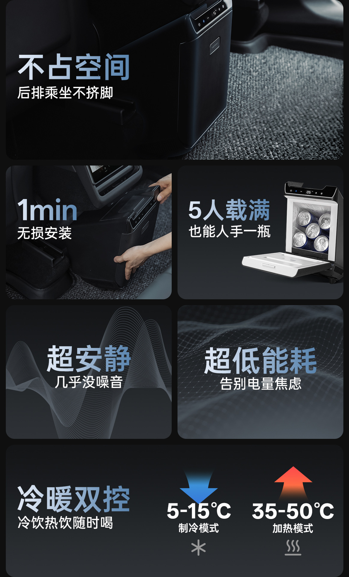 Suitable for 2025 Tesla Model Y Car Refrigerator, Model Y Rear Seat Refrigerator, Semiconductor Cooling for Outdoor Camping