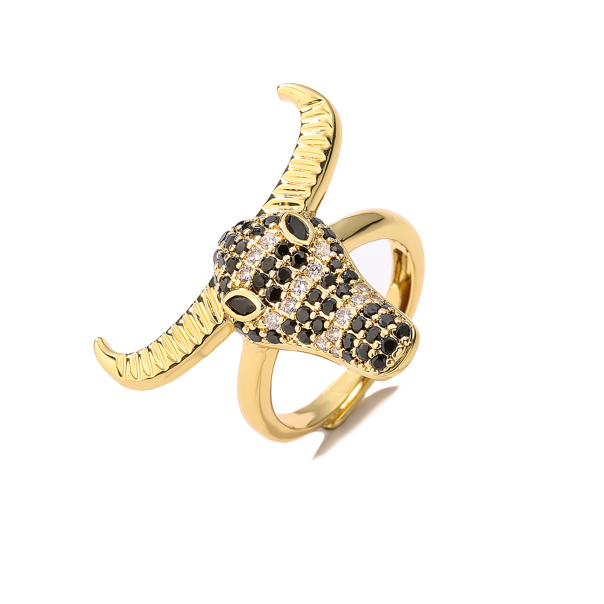 Open Ring Classification Adjustable Ring Size Retro Cattle Copper Inlaid Zircon Open Ring