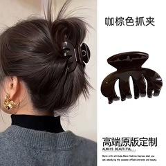 秋冬の高級感があります。シンプルなモランディ系のヘアピンが可愛いカボチャの後頭部に飾られています。