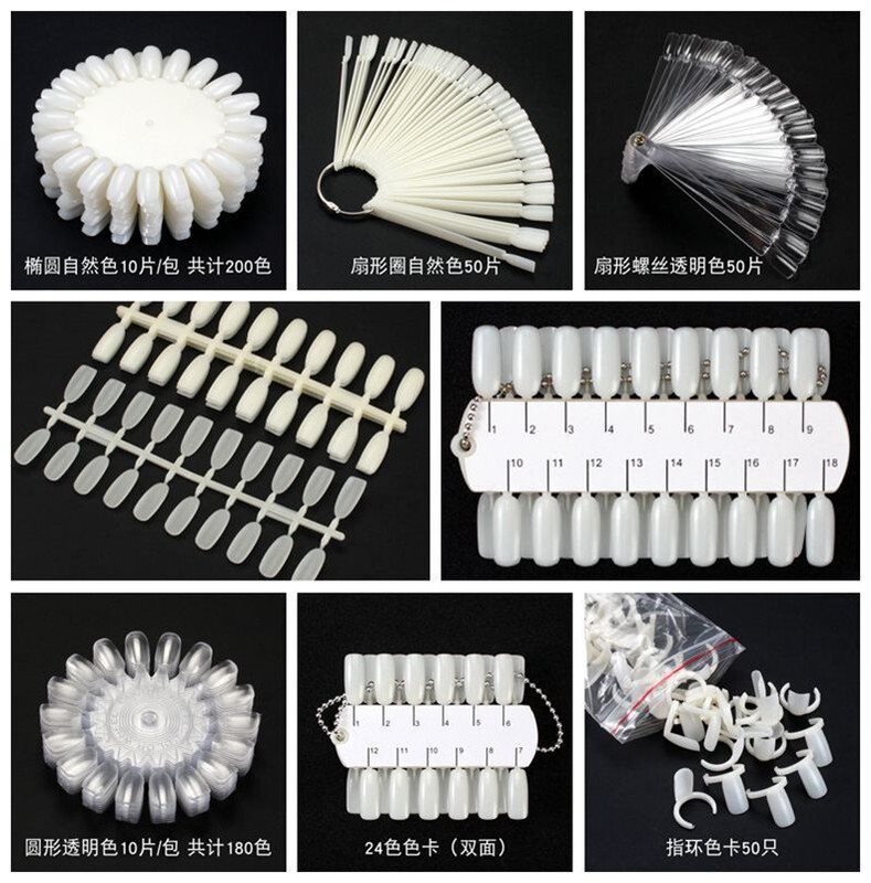 Nail Art Practice Nails for Beginners Learning Nail Polish Glue Short Square and Round Nail Polish Transparent Color Plate Display Board Color Card