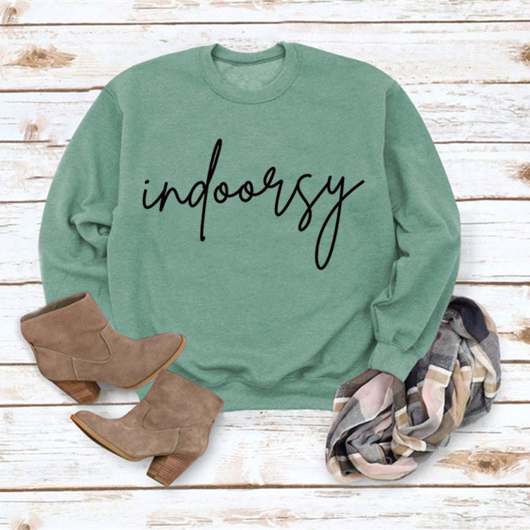 Indoorsy en stock Jersey cuello redondo europeo y americano Top manga larga impresa suelta simple suéter transfronterizo Comercio exterior al por mayor