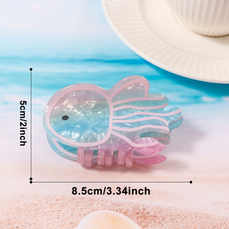 戈蕾思饰品缤纷海洋生物高级感抓夹水母海星后脑勺发夹鲨鱼夹发饰|undefined