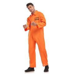 ハロウィーンコスプレ囚人衣装コスプレオレンジ色男女囚人連体服舞台衣装演出