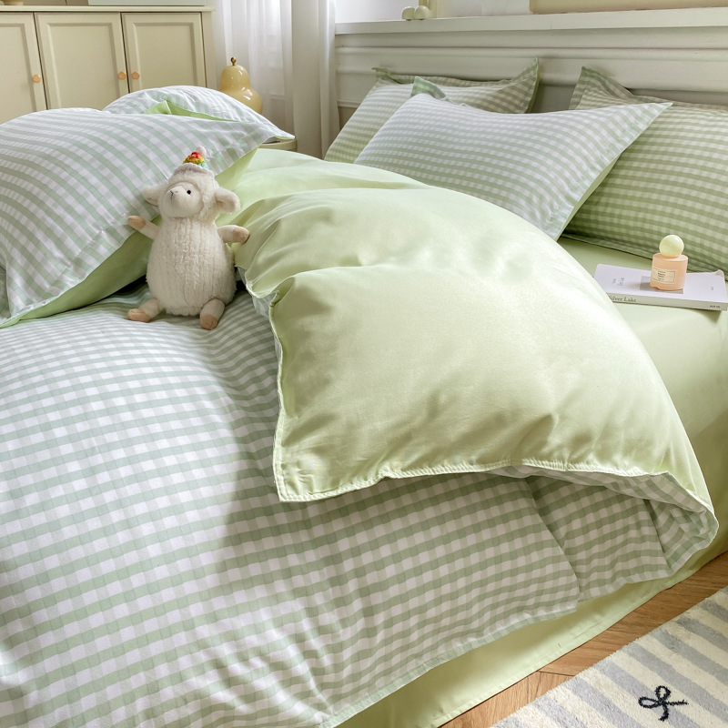 grade verde clara / 1,2m [capa de edredão 150*200cm, lençol 160*230cm, fronha 48*74cm] conjunto de três peças