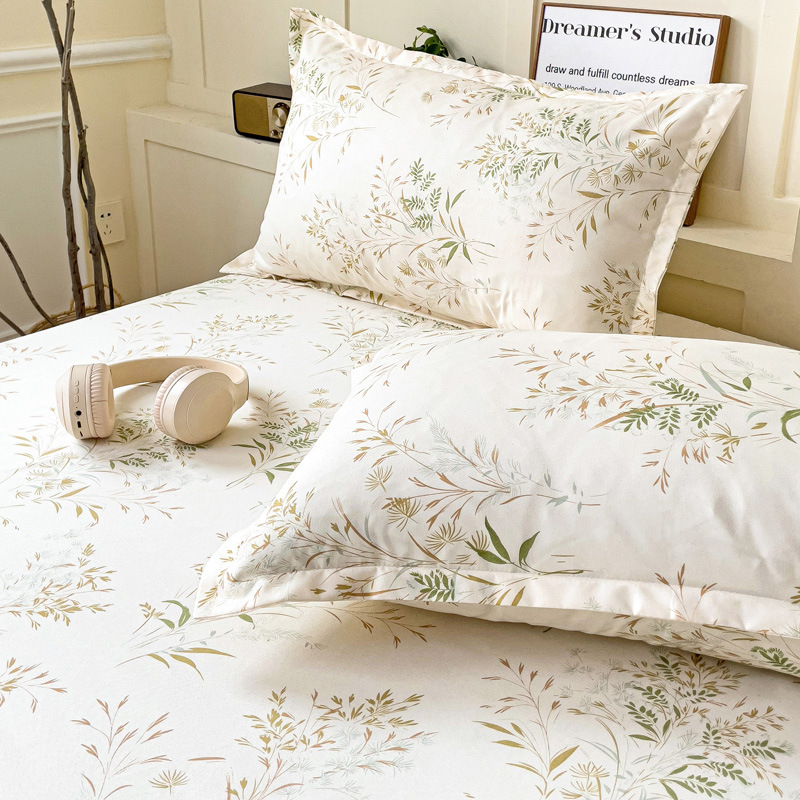 新スタイルのボックスシーツ、小さなフレッシュプリント、シングルピース、シングル/ダブルベッドカバー、防塵保護ベッドカバー、ナチュラルカラーのボックスシーツ