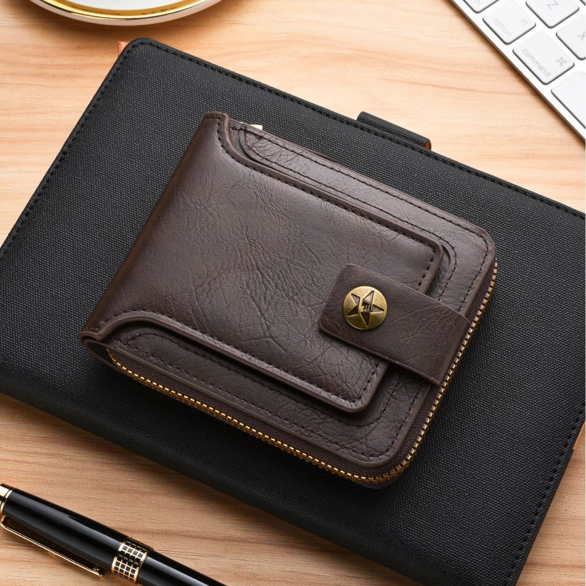 2023 hombres de la cartera corta de moda retro cremallera bolsa multi-tarjeta de la cartera de gran capacidad popular titular de la tarjeta portátil