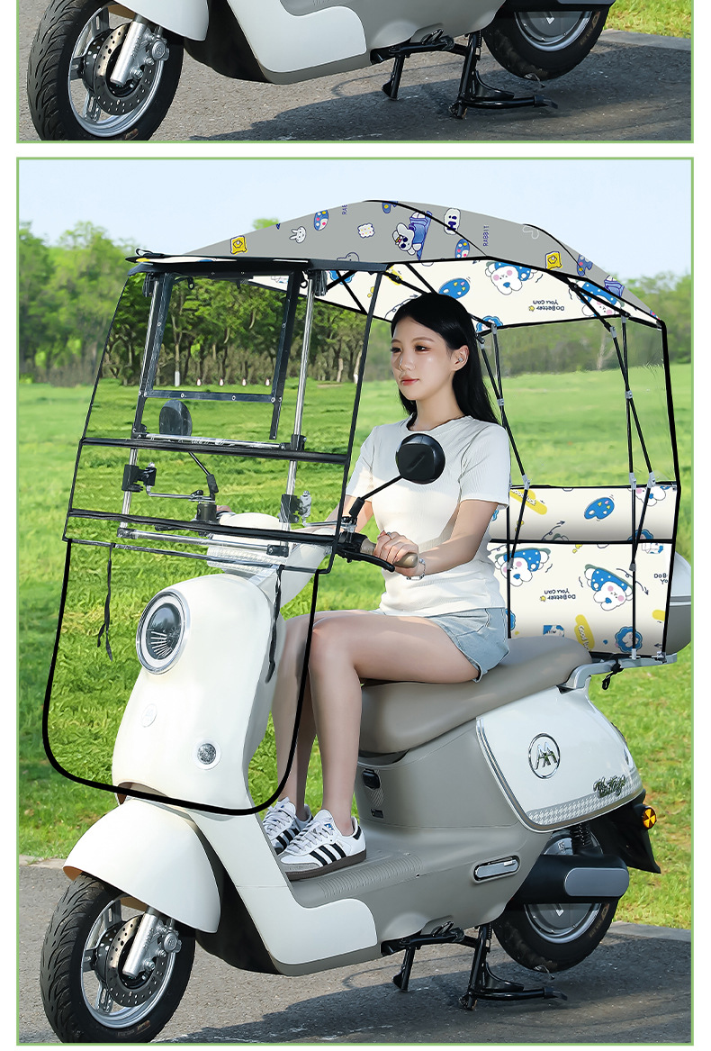 New Style Quick-Release Foldable and Retractable Electric Vehicle Canopy, Motorcycle Sunshade, Rain Umbrella, Sun Protection Umbrella