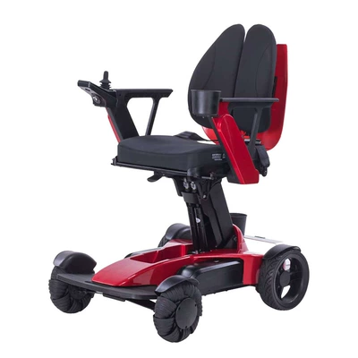 Cross-border generation intelligent automatic folding household electric wheelchair for the elderly electric car for the disabled four-wheel scooter (Qatlanan elektrik velosipedlər) - standard-red-13a-lithium-battery