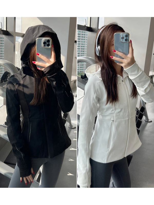 lulu同款加绒连帽软壳冲锋衣外套女士修身运动夹克秋防水运动外套|undefined