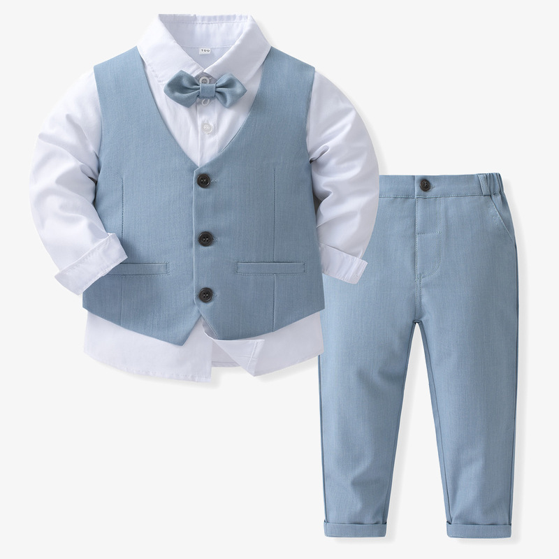 Boys Dress Occasion Wear Small Suit Spring European and American Children's Wear Children's Gentleman Vest Slim Pants Three-piece Set Boys Dress Occasion Wear Small Suit Spring European and American Children's Wear Children's Gentleman Vest Slim Pants Three-piece Set