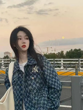 MLB韩国高版老花牛仔男女衬衫时尚宽松休闲情侣秋冬新款外套百搭