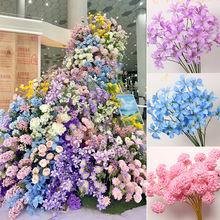 新款莫奈风糖果色仿真花假花材批发绿色紫色婚礼布置背景造景装饰
