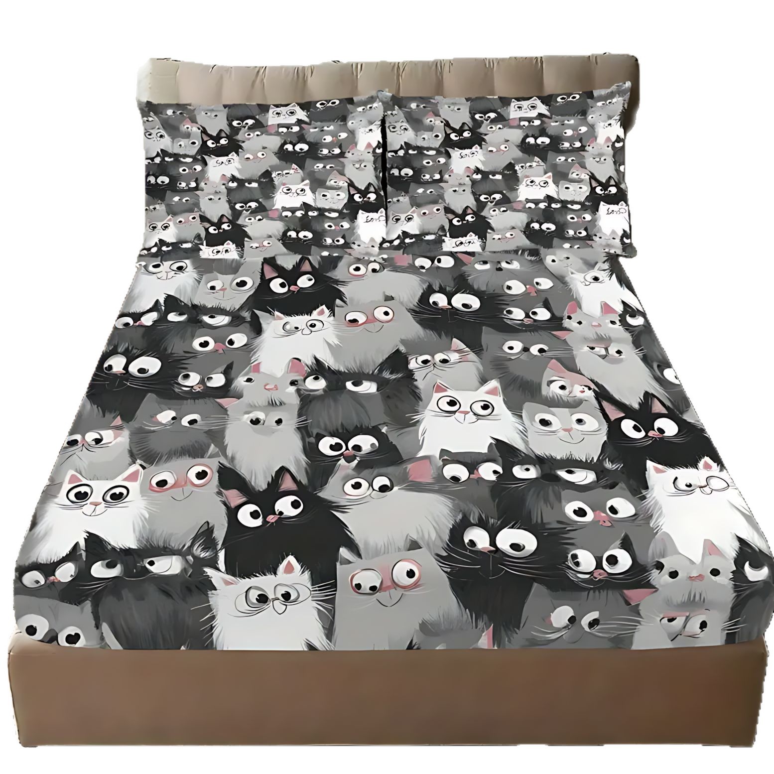 TEMU / JIT nuevo estilo lindo gato animal transfronterizo textil impreso digital cama cama cama cama de cama kit de ropa de cama