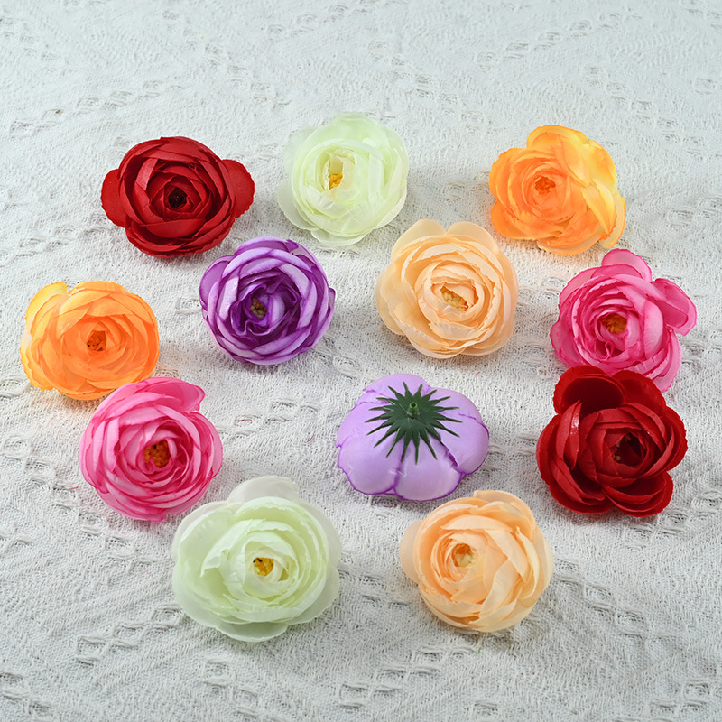 批发仿真花朵6CM山茶花花墙拱门装饰簪花头饰盒花盒材料包配花