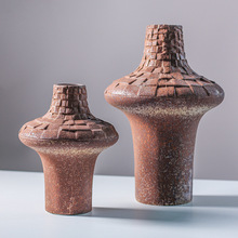 乐梦侘寂风陶瓷花瓶禅意陶罐粗陶摆件民宿酒店干花简约节日礼品