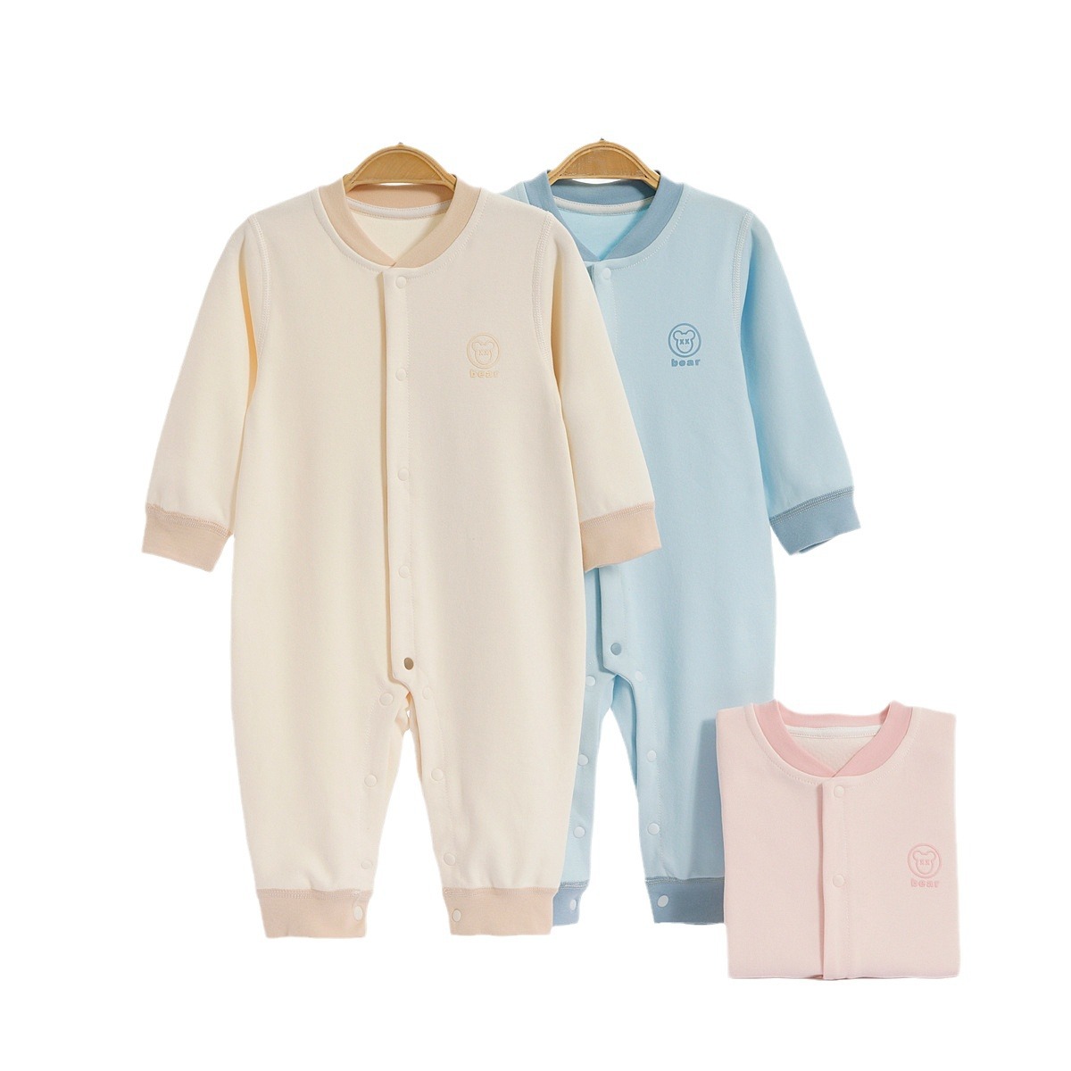 점프 수트 3 월-18 일 봄과 가을 격자  버클 모자 셔츠  점프 수트 파자마 속옷