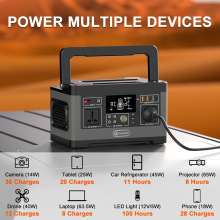 跨境专供FlashFish户外移动电源220V500W大功率停电应急露营锂电