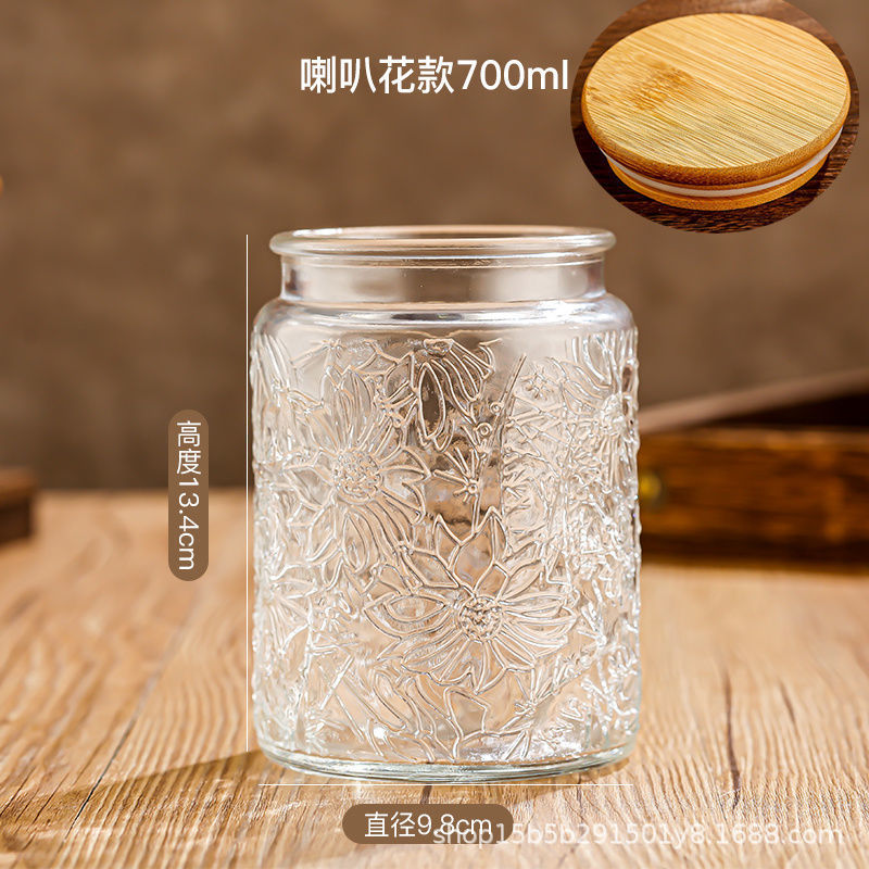Chino retro Begonia flor vidrio sellado tarro caramelo snack tarro de almacenamiento frutos secos tuerca de almacenamiento tarro