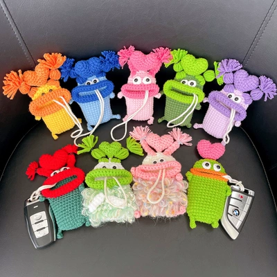 Car key bag – wool knitted hand-woven big mouth