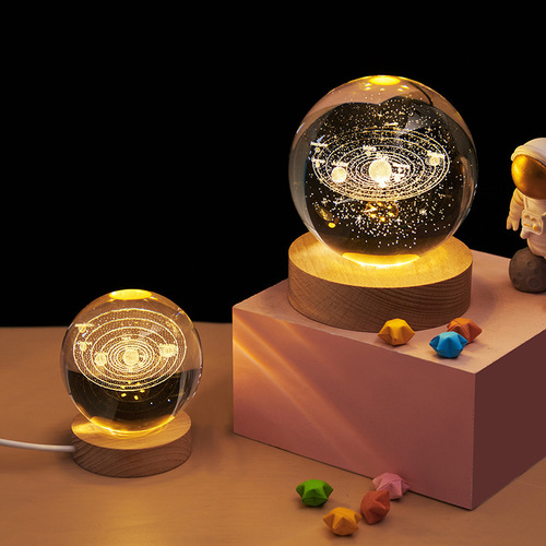 Creative luminous crystal ball galaxy night light ornaments 3D laser engraving crystal ball as a birthday gift for your girlfriend