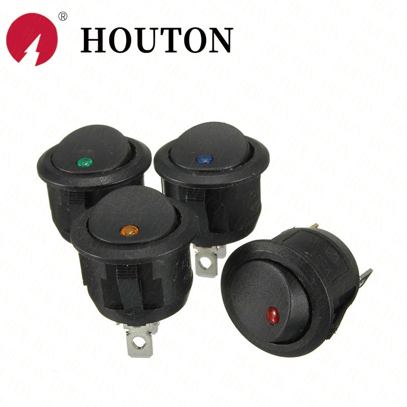 船形开关12V圆形绿色灯 上圆下方猫眼12V 电源电器猫眼开关 23MM