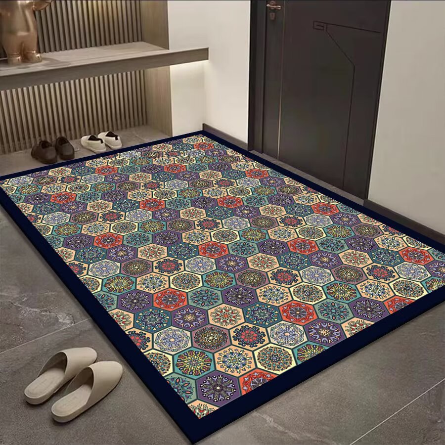 复古波西米亚软硅藻泥地垫入户门地垫浴室吸水防滑垫耐脏蹭脚毯垫