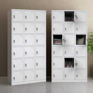Bathroom Cabinet with 18 Compartments, Lockable Storage Cabinet with Doors, Iron Door, Steel Locker for Dormitory Staff